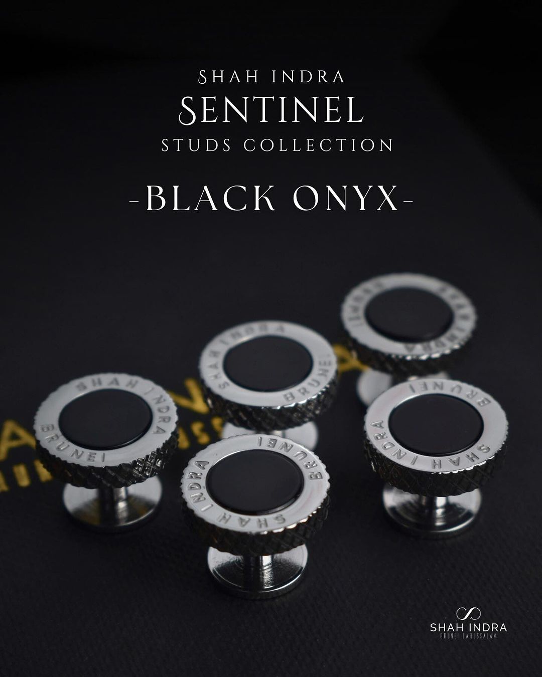 Shah Indra Sentinel Studs Collection - Black Onyx