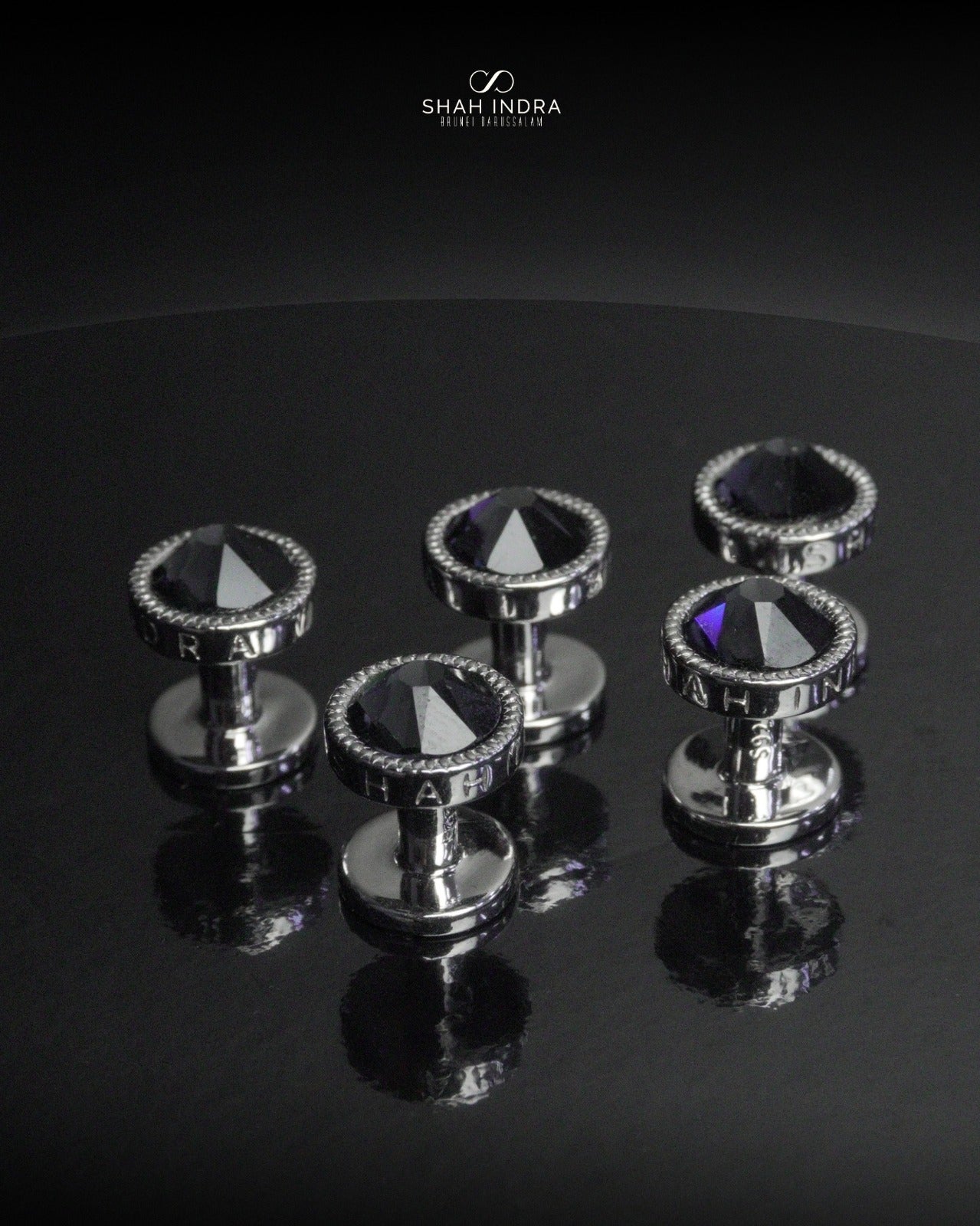 Shah Indra Silver Studs in Graphite - SEVARA (Instock)