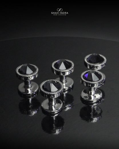 Shah Indra Silver Studs in Graphite - SEVARA (Instock)