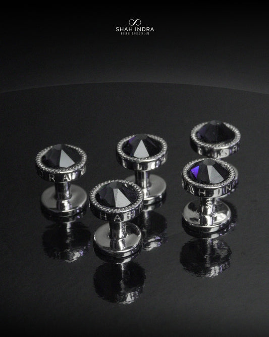 Shah Indra Silver Studs in Graphite - SEVARA (Instock)