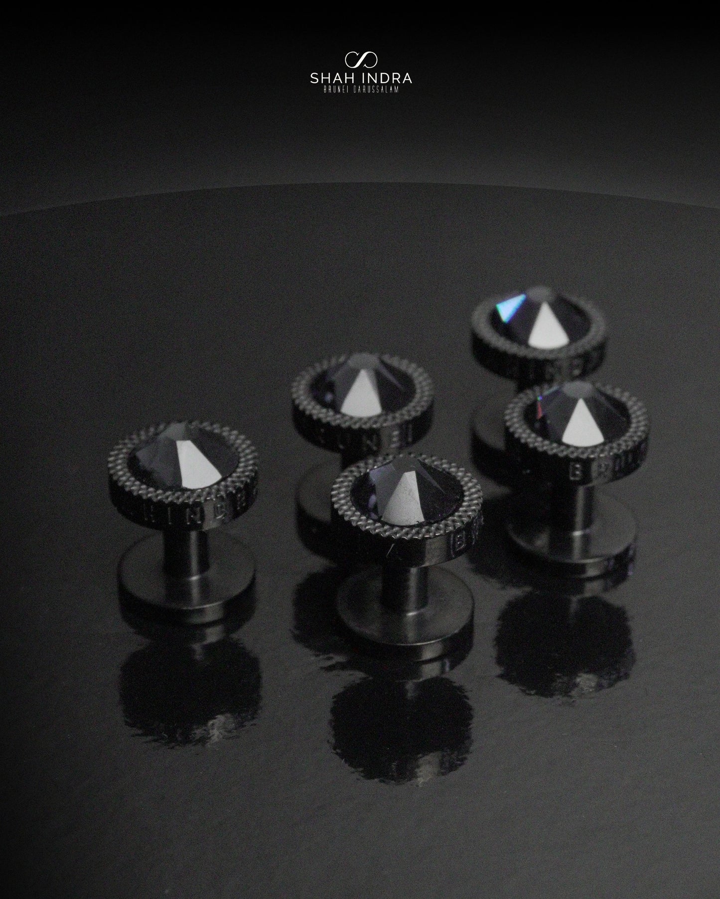 Shah Indra Steel Studs in Black - VALIRIA (Instock)