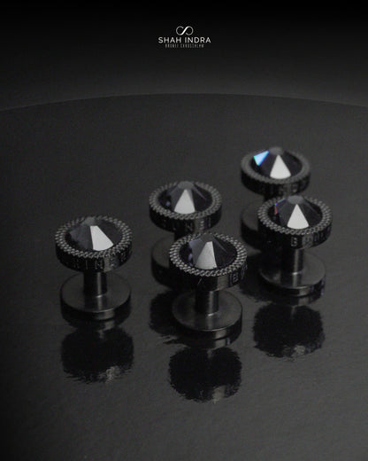 Shah Indra Steel Studs in Black - VALIRIA (Instock)