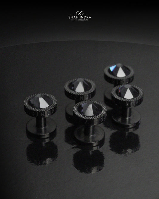 Shah Indra Steel Studs in Black - VALIRIA (Instock)
